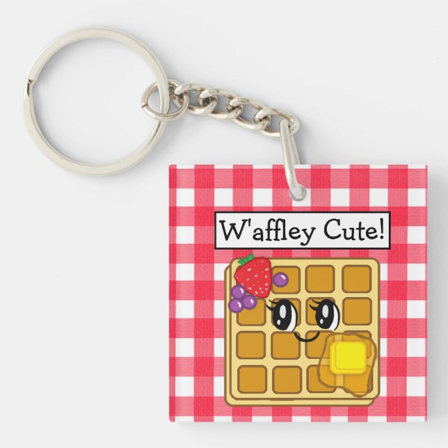 Niedlich Kawaii Waffle Pun Schlüsselanhänger (Vorderseite)