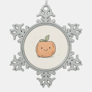 Niedlich Kawaii Watercolor Pumpkin Schneeflocken Zinn-Ornament