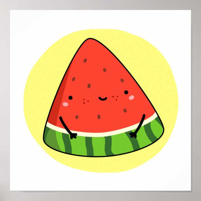 Niedlich Kawaii Watermelon Slice Poster (Vorne)