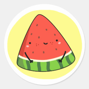 Niedlich Kawaii Watermelon Slice Runder Aufkleber