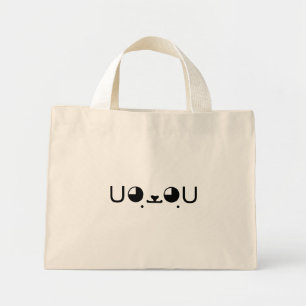 Niedlich Kawaii Welpe Hund Japanischer Kaomoji Emo Mini Stoffbeutel