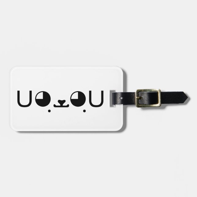 Niedlich Kawaii Welppy Dog Japanisch Kaomoji Emoti Gepäckanhänger (Vorderseite horizontal)