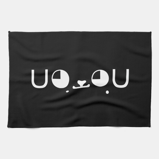 Niedlich Kawaii Welppy Dog Japanisch Kaomoji Emoti Küchentuch (Horizontal)