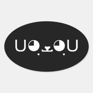 Niedlich Kawaii Welppy Dog Japanisch Kaomoji Emoti Ovaler Aufkleber