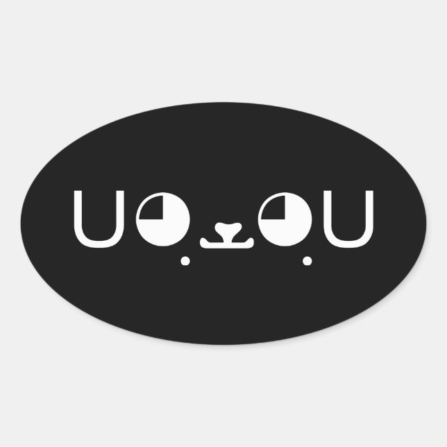 Niedlich Kawaii Welppy Dog Japanisch Kaomoji Emoti Ovaler Aufkleber (Vorderseite)