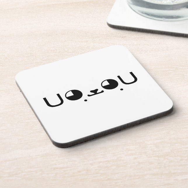 Niedlich Kawaii Welppy Dog Japanisch Kaomoji Emoti Untersetzer (Linke Seite)