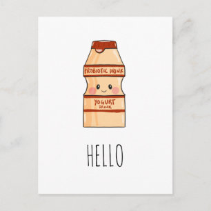Niedlich Kawaii Yakult Yogurt Drink Asian Snack Bl Postkarte