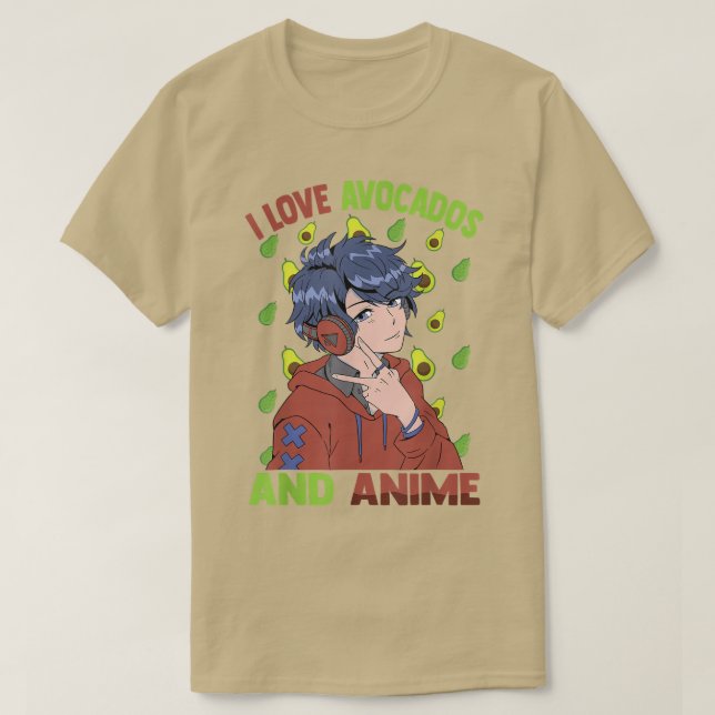Niedlich KawaiiI Liebe Avocados und AnimeOtaku Typ T-Shirt (Design vorne)