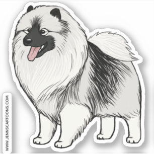 Niedlich Keeshond Cartoon Dog Zeichnend Keesie Vin Aufkleber