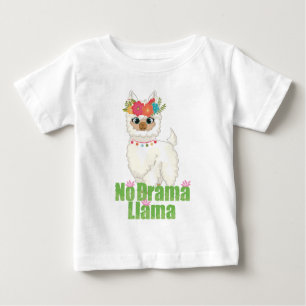 Niedlich kein Drama Llama mit Blumenkrone Baby T-shirt