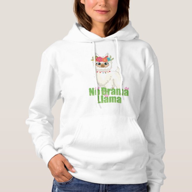 Niedlich kein Drama Llama mit Blumenkrone Hoodie (Vorderseite)