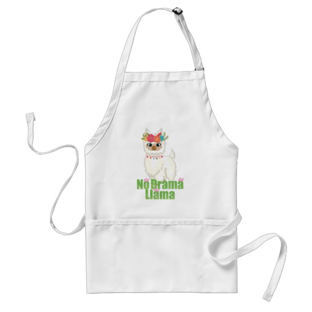 Niedlich kein Drama Llama mit Blumenkrone Schürze (Vorne)