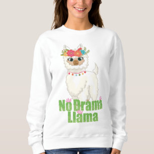 Niedlich kein Drama Llama mit Blumenkrone Sweatshirt