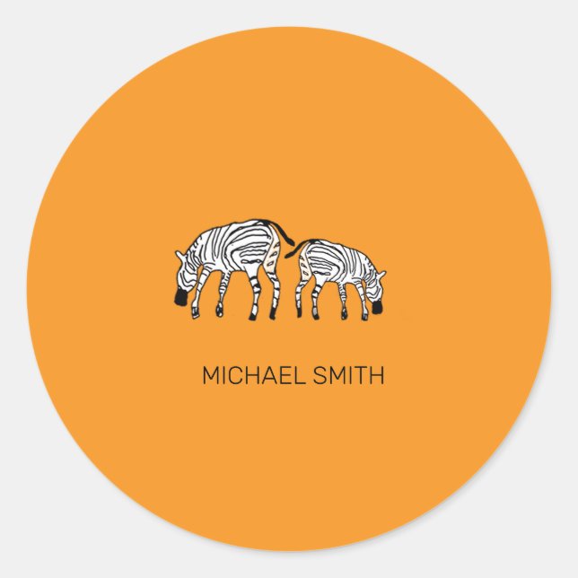 Niedlich Kenyan Zebras, afrikanische Art Orange Runder Aufkleber (Vorderseite)