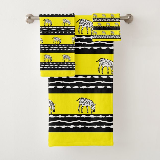 Niedlich Kenyan Zebras Yellow Badhandtuch Set (Insitu)