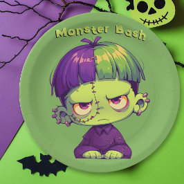 Niedlich Kid Frankenstein halloween Pappteller