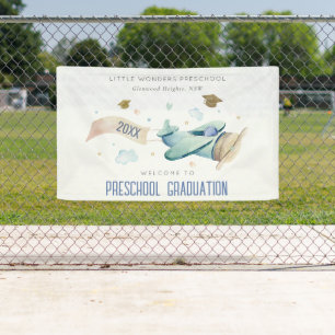 Niedlich Kids Airplane Abschluss Preschool Willkom Banner