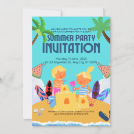 Niedlich Kids Beach Sommer Party Einladung | Fun S