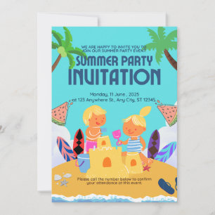 Niedlich Kids Beach Sommer Party Einladung Fun S