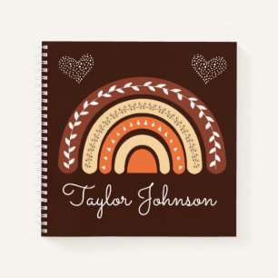 Niedlich Kids Boho Rainbow on Brown Notebook Notizbuch