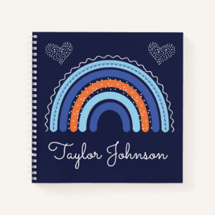 Niedlich Kids Boho Rainbow on Navy Blue Notebook Notizbuch