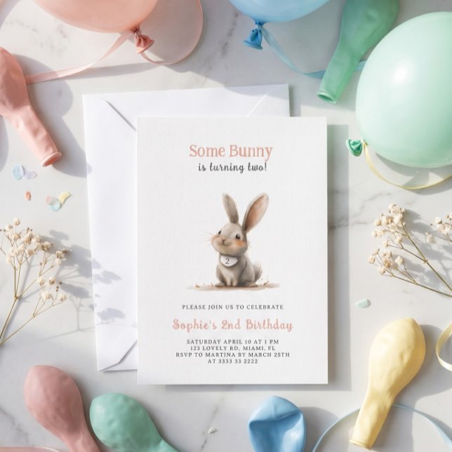 Niedlich Kids Bunny Birthday Party Einladung (Von Creator hochgeladen)