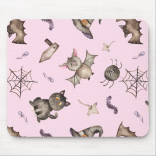 Niedlich Kids Cat Bat Spiole Halloween Muster Mousepad