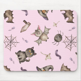 Niedlich Kids Cat Bat Spiole Halloween Muster Mousepad