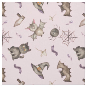 Niedlich Kids Cat Bat Spiole Halloween Muster Stoff