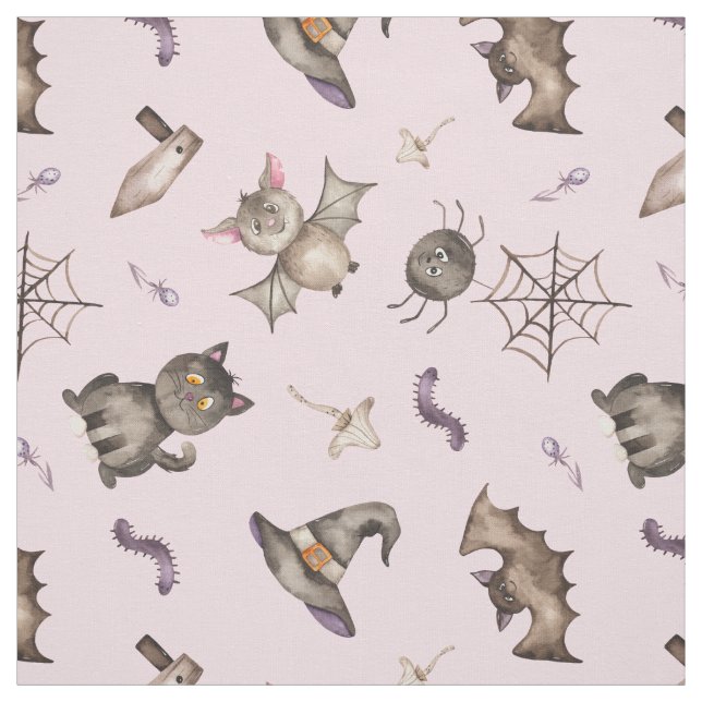 Niedlich Kids Cat Bat Spiole Halloween Muster Stoff (Muster)