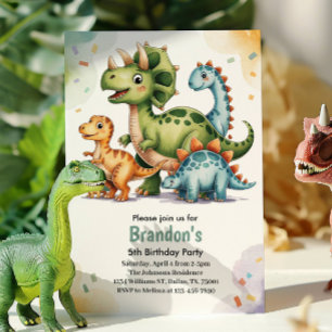 Niedlich Kids Dinosaur 5. Geburtstagsparty Einladung