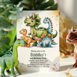 Niedlich Kids Dinosaurier 2. Geburtstag Party Einladung
