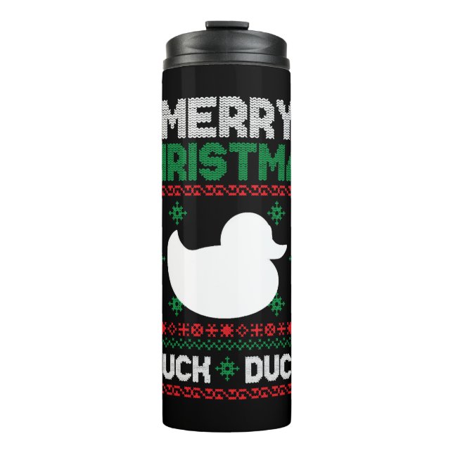 Niedlich Kids Duck Ugly Christmas Tshirt Thermosbecher (Vorderseite)