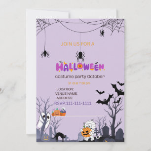 Niedlich Kids Einladung Halloween Kostümbildnis Pa
