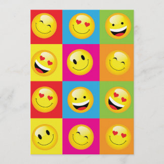 Niedlich Kids Emoji Party Happy Face Emoticon Einladung