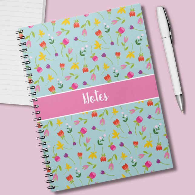 Niedlich Kids Floral 'Notes' Personalisiertes Note Notizblock (Wildflower floral notebook)