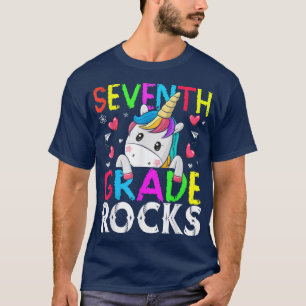 Niedlich Kids Girls Unicorn 7. Klasse Rocks Back T T-Shirt