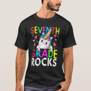 Niedlich Kids Girls Unicorn 7. Klasse Rocks Back T T-Shirt