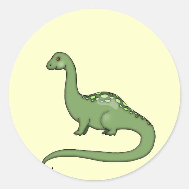 Niedlich Kids Green Dinosaurier Sticker (Vorderseite)