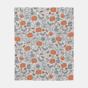 Niedlich Kids Halloween Doodle-Muster Fleecedecke