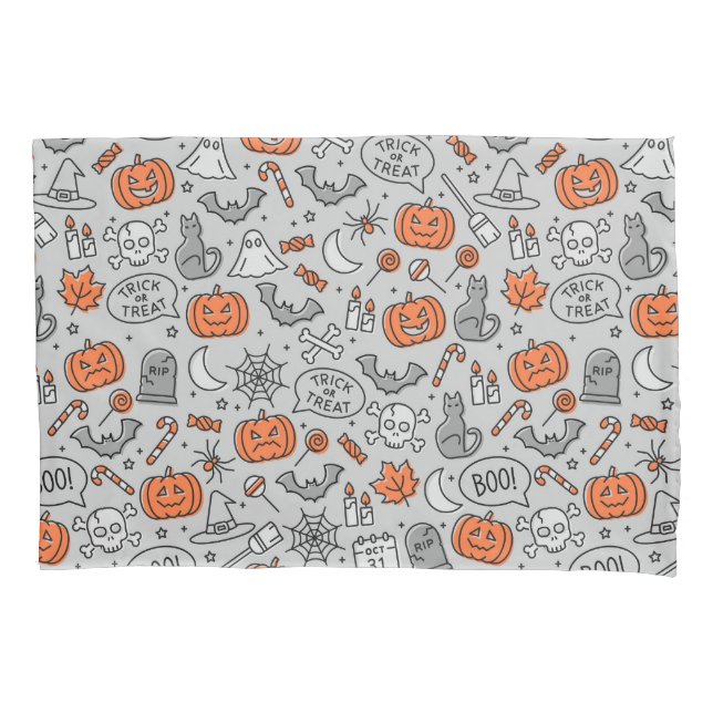 Niedlich Kids Halloween Doodle-Muster Kissenbezug (Vorderseite)