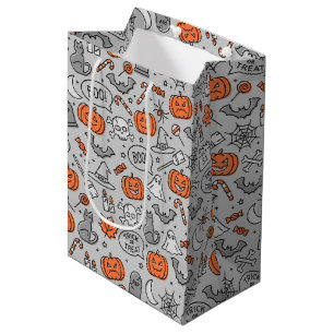 Niedlich Kids Halloween Doodle-Muster Mittlere Geschenktüte