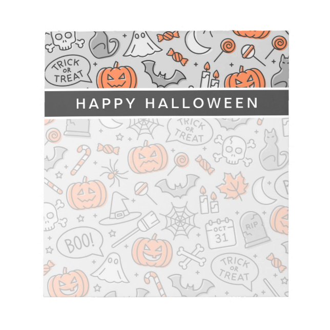 Niedlich Kids Halloween Doodle-Muster Notizblock (Vorderseite)