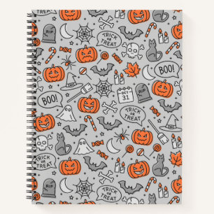 Niedlich Kids Halloween Doodle-Muster Notizbuch