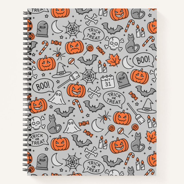 Niedlich Kids Halloween Doodle-Muster Notizbuch (Vorderseite)