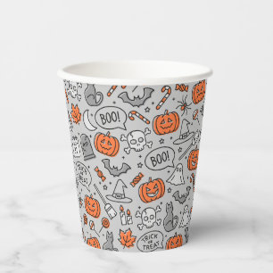 Niedlich Kids Halloween Doodle-Muster Pappbecher