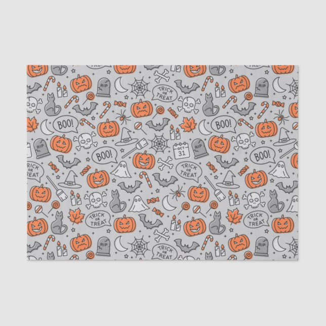 Niedlich Kids Halloween Doodle-Muster Seidenpapier (Vorderseite)