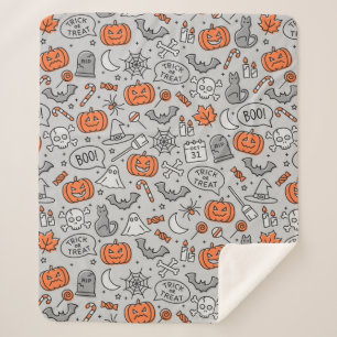 Niedlich Kids Halloween Doodle-Muster Sherpadecke