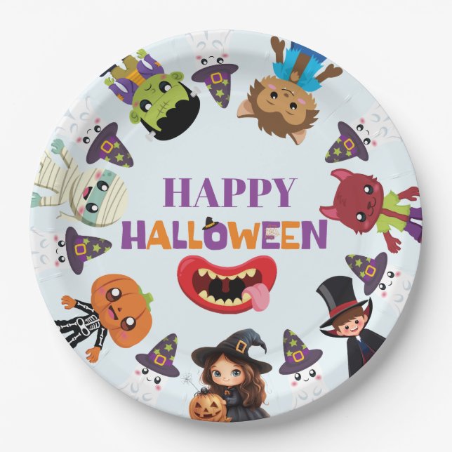 Niedlich Kids Halloween Kostüm Party Pappteller (Vorderseite)