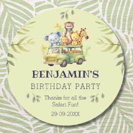Niedlich Kids Jungle Safari Geburtstag Vielen Dank Runder Aufkleber